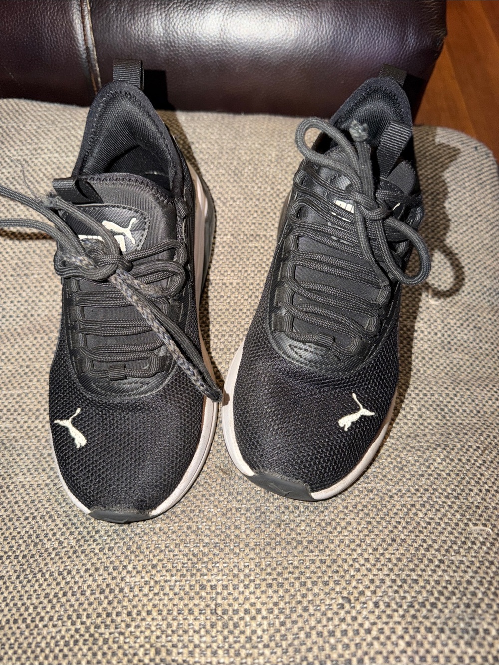 Puma Black Athletic Mesh Sneakers with White Logo